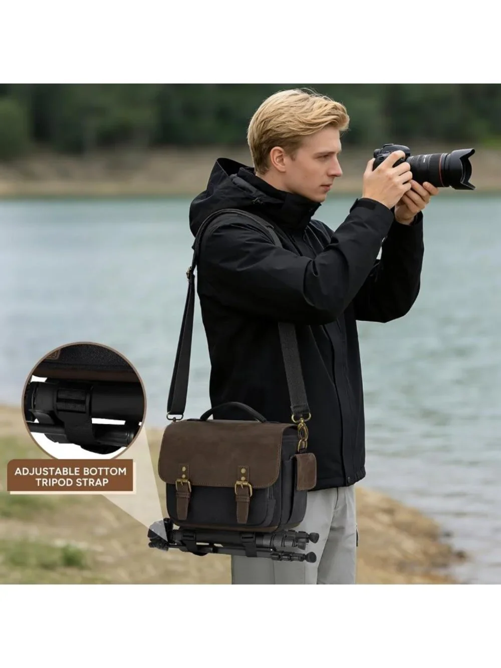 Vintage Canvas Camera Sling Bag | Water-Resistant Crossbody Case for DSLR